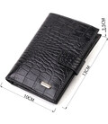 Стильный вертикальный мужской кошелек среднего размера из натуральной кожи с тиснением под крокодила CANPELLINI 21736 Черный фот