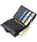 Стильний вертикальний чоловічий гаманець середнього розміру з натуральної шкіри з тисненням під крокодила CANPELLINI 21736 Чорни