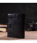 Стильный вертикальный мужской кошелек среднего размера из натуральной кожи с тиснением под крокодила CANPELLINI 21736 Черный фот