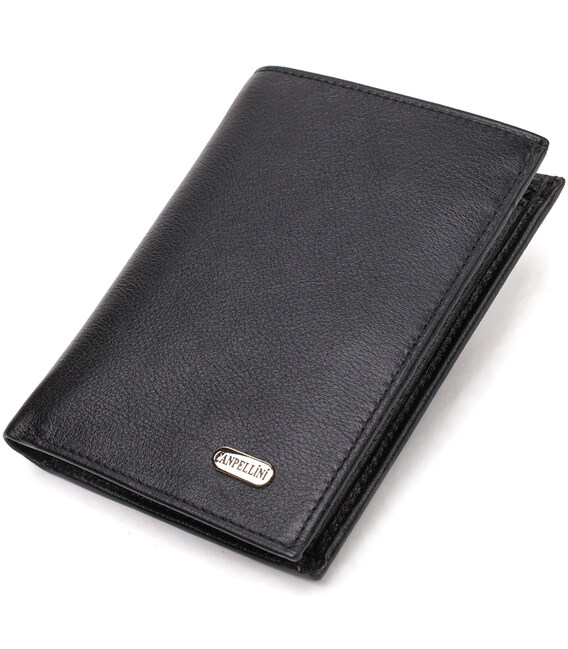 Чоловічий гаманець вертикального формату з натуральної шкіри CANPELLINI 21753 Чорний картинка, зображення, фото