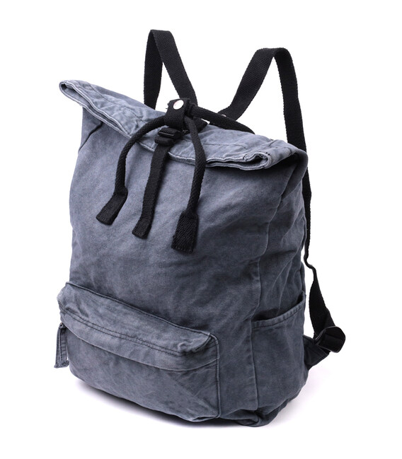 Модный городской рюкзак-мешок унисекс из плотного текстиля Vintage sale_15076 Серый фото, картинка, изображение
