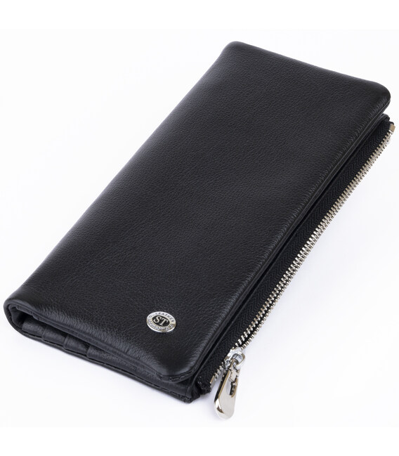 Вертикальный кошелек на кнопке женский ST Leather 19200 Черный фото, картинка, изображение