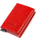 Жіночий картхолдер у три складання з автоматичним механізмом з натуральної шкіри з тисненням під крокодила CANPELLINI 21929 Черв