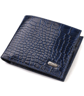 Красивий горизонтальний чоловічий гаманець середнього розміру з натуральної шкіри з тисненням під крокодила CANPELLINI 21861 Син