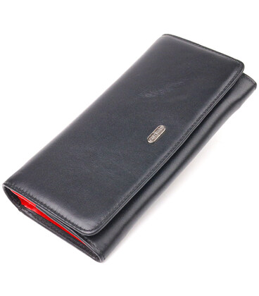 Вместительный кошелек для женщин из натуральной гладкой кожи CANPELLINI 21611 Черный фото, картинка, изображение