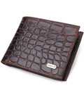Модний горизонтальний чоловічий гаманець середнього розміру з натуральної шкіри з тисненням під крокодила CANPELLINI 21865 Корич