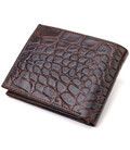 Модный горизонтальный мужской бумажник среднего размера из натуральной кожи с тиснением под крокодила CANPELLINI 21865 Коричневы