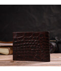 Модний горизонтальний чоловічий гаманець середнього розміру з натуральної шкіри з тисненням під крокодила CANPELLINI 21865 Корич