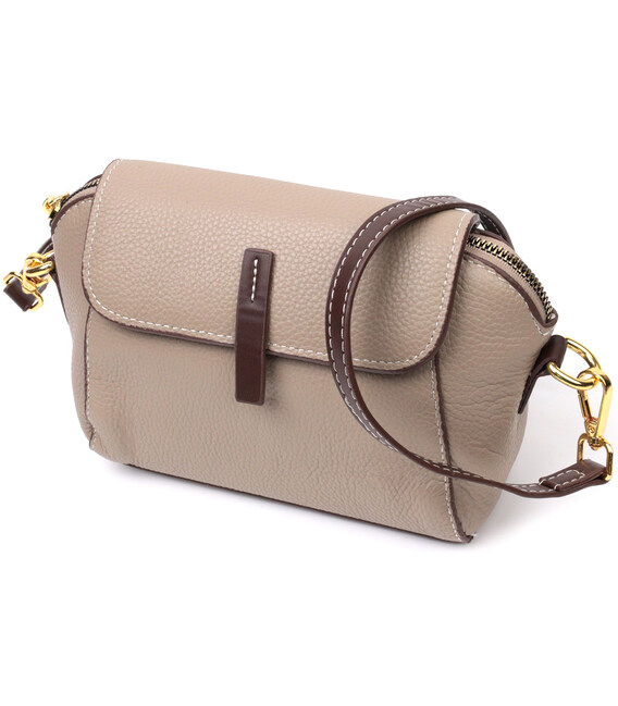 Стильная женская компактная сумка из натуральной кожи Vintage 22267 Бежевая фото, картинка, изображение