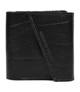 Шкіряне портмоне чорне глянсове Grande Pelle 910410 з монетницею картинка, зображення, фото