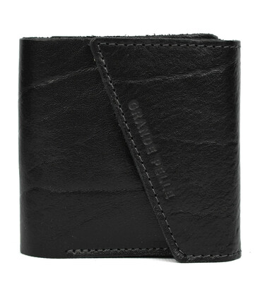 Шкіряне портмоне чорне глянсове Grande Pelle 910410 з монетницею картинка, зображення, фото