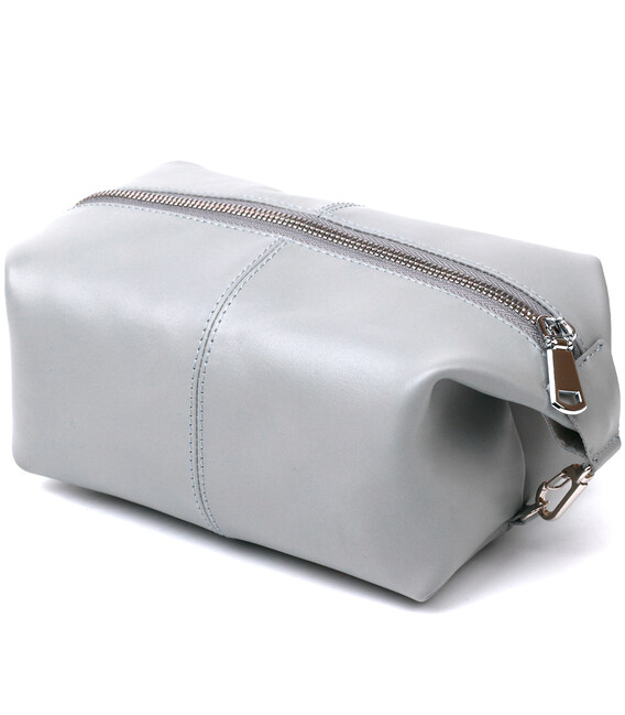 Практичная кожаная косметичка Shvigel 16404 Серый фото, картинка, изображение