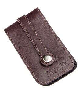 Компактна шкіряна ключниця з хлястиком SHVIGEL 13989 Коричнева картинка, зображення, фото