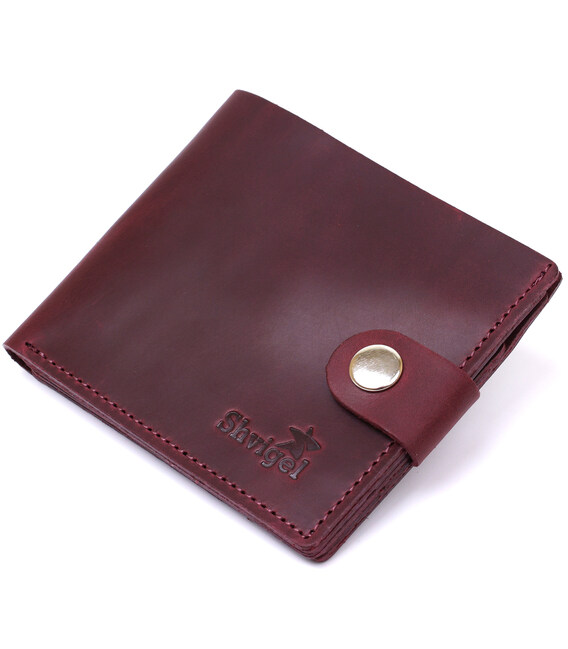 Кожаное винтажное портмоне Shvigel 16436 Бордовый фото, картинка, изображение