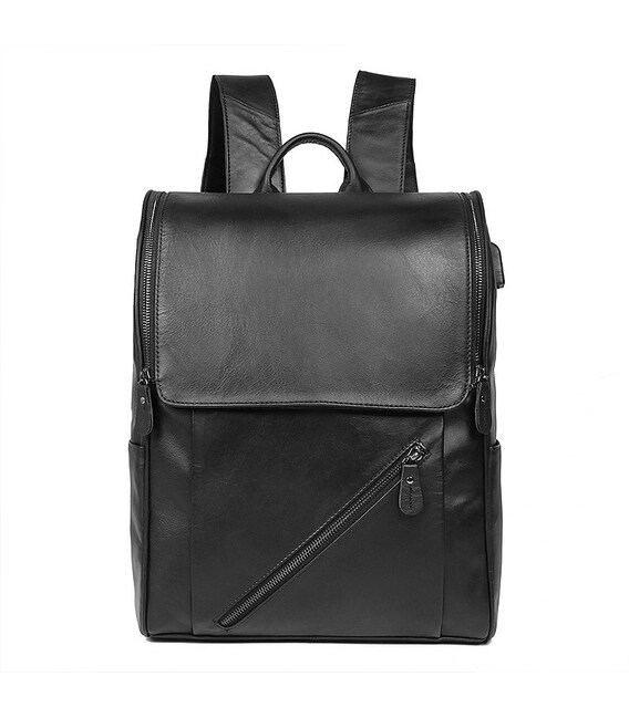 Шкіряний рюкзак для ноутбука John McDee 7344А-1 чорний картинка, зображення, фото