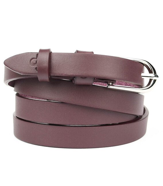 Ремінь жіночий тонкий Grande Pelle 1612040033 у кольорі марсала. фото, картинка, изображение