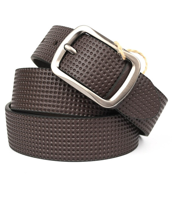 Шкіряний ремень широкий з тисненням перфорація 40мм st044699 фото, картинка, изображение