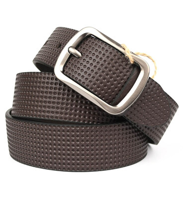 Шкіряний ремень широкий з тисненням перфорація 40мм st044699 картинка, зображення, фото