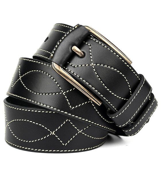 Ремінь шкіряний широкий зі строчкою 45мм st04455 фото, картинка, изображение