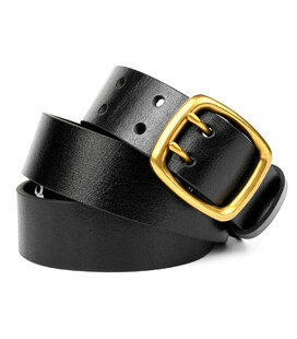 Ремінь зі шкіри буйвола st044620 чорний 40мм гладкий на два язички картинка, зображення, фото