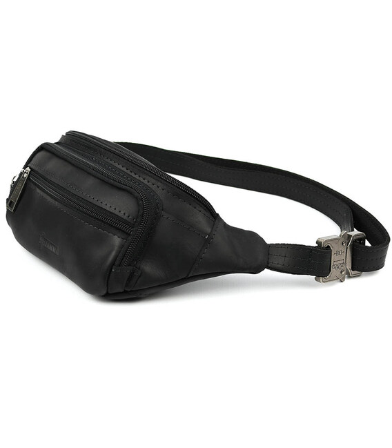 Бананка шкіряна, сумка напоясна чорний крейзі хорс TARWA RA-7218-3md фото, картинка, изображение