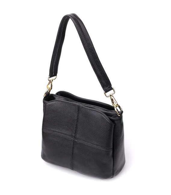 Женская сумка на три отделения из натуральной кожи sale_15122 Vintage Черный фото, картинка, изображение