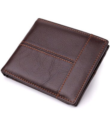 Горизонтальный стильный кошелек из натуральной кожи Vintage 22888 Коричневый фото, картинка, изображение