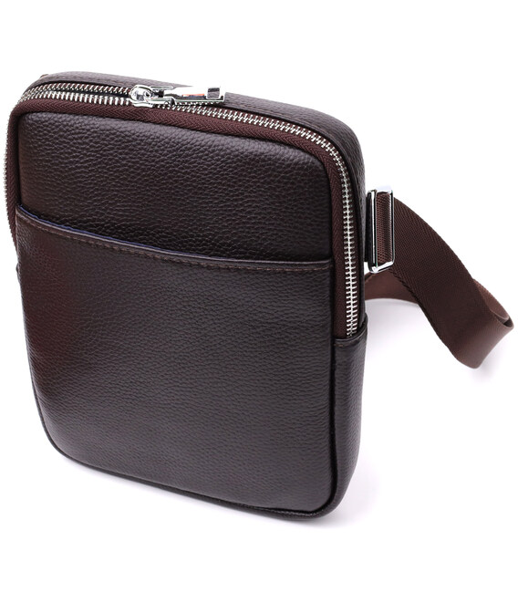 Мужская вертикальная сумка из натуральной кожи Vintage 22863 Коричневый фото, картинка, изображение