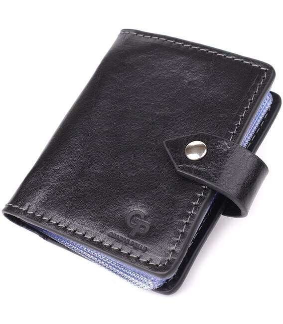 Візитниця унісекс з натуральної гладкої шкіри GRANDE PELLE 22941 Чорна картинка, зображення, фото