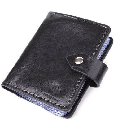 Визитница унисекс из натуральной гладкой кожи GRANDE PELLE 22941 Черная фото, картинка, изображение