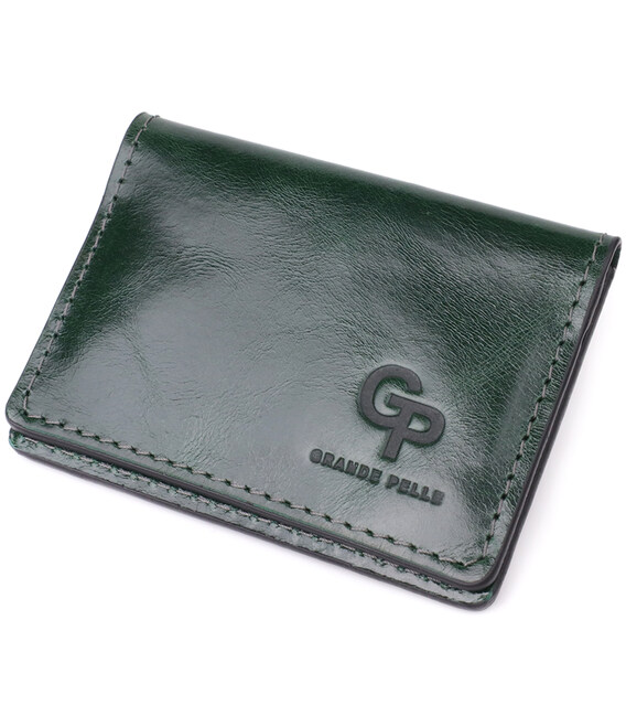 Обложка на документы из натуральной гладкой кожи GRANDE PELLE 22942 Зеленый фото, картинка, изображение