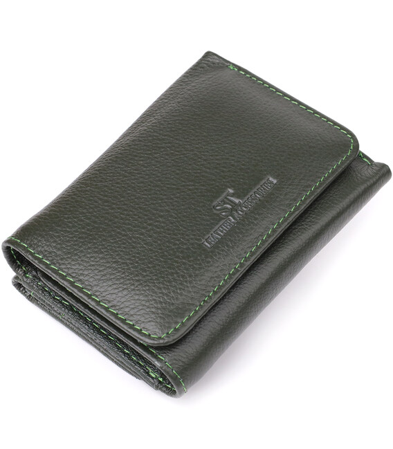 Маленький гаманець зручного формату із натуральної шкіри ST Leather 23076 Зелений картинка, зображення, фото
