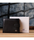 Классический мужской бумажник горизонтального формата из натуральной кожи ST Leather 23094 Черный фото, картинка, изображение