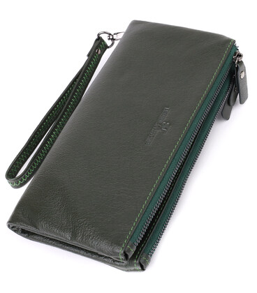 Красивий шкіряний гаманець на три відділення ST Leather 23110 Зелений картинка, зображення, фото