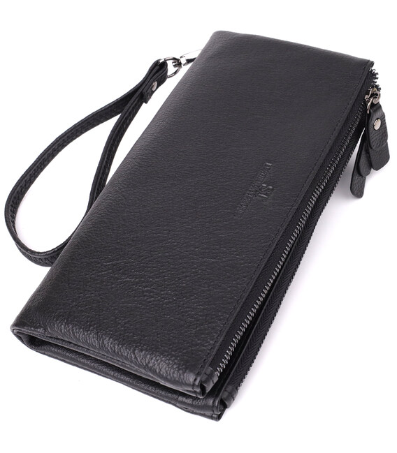Практичний шкіряний гаманець на три відділення ST Leather 23111 Чорний картинка, зображення, фото
