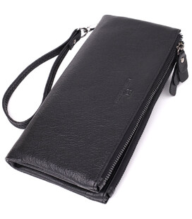 Практичный кожаный кошелек на три отделения ST Leather 23111 Черный фото, картинка, изображение