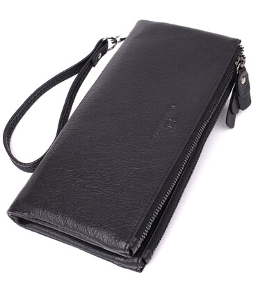 Практичний шкіряний гаманець на три відділення ST Leather 23111 Чорний картинка, зображення, фото