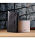 Практичний шкіряний гаманець на три відділення ST Leather 23111 Чорний картинка, зображення, фото