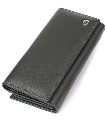 Вместительный женский кошелек на магнитах из натуральной кожи ST Leather 23115 Зеленый фото, картинка, изображение
