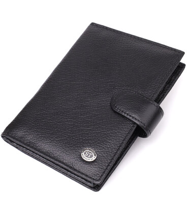 Вместительная обложка на документы унисекс из натуральной кожи ST Leather 23116 Черный фото, картинка, изображение