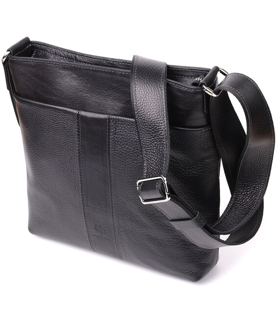 Красива сумка через плече для чоловіків із натуральної шкіри GRANDE PELLE 22883 Чорна картинка, зображення, фото