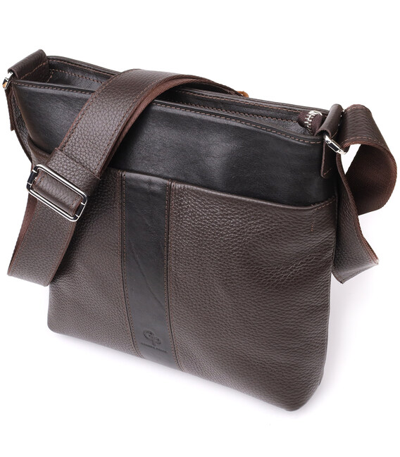 Стильна сумка через плече для чоловіків із натуральної шкіри GRANDE PELLE 22884 Коричневий картинка, зображення, фото