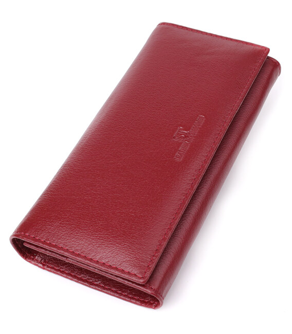 Элегантный кошелек у два сложения из натуральной кожи ST Leather 23065 Бордовый фото, картинка, изображение
