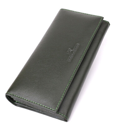 Горизонтальный кошелек у два сложения из натуральной кожи ST Leather 23067 Зеленый фото, картинка, изображение