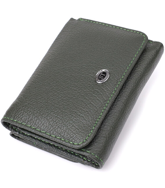 Женский кошелек компактного размера из натуральной кожи ST Leather 23072 Зеленый фото, картинка, изображение