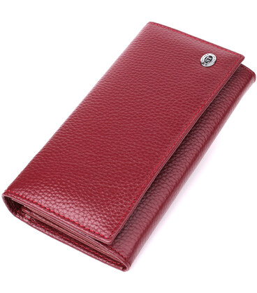 Практичний вертикальний гаманець із натуральної шкіри ST Leather 23085 Бордовий картинка, зображення, фото