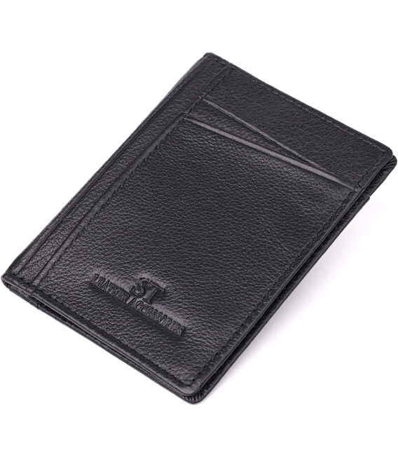 Мужской кошелек для карточек из натуральной кожи ST Leather 23091 Черный фото, картинка, изображение