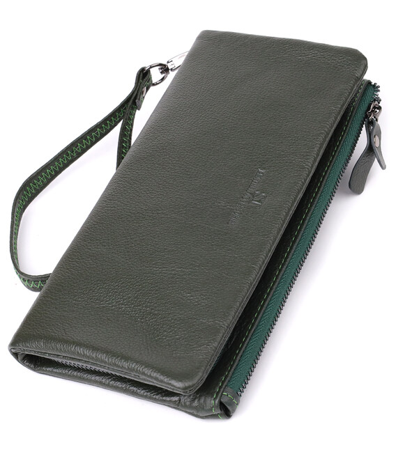 Удобный кошелек для женщин с кистевым ремнем из натуральной кожи ST Leather 23104 Зеленый фото, картинка, изображение