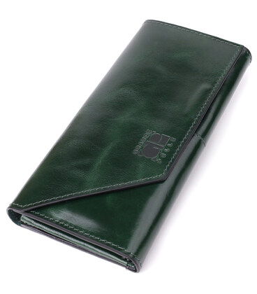 Добротний гаманець у два складення з натуральної гладкої шкіри GRANDE PELLE 22945 Зелений картинка, зображення, фото