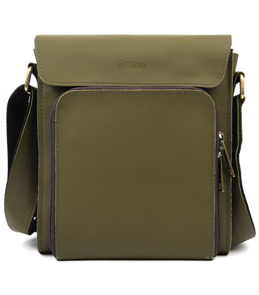 Чоловічі шкіряні сумки через плече ZE-30272-3md TARWA зелений кайзер фото, картинка, изображение